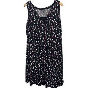 Torrid Dress 1 Babydoll Mini Sundress Button Tank Shift Lipstick Black‎ Plus 1X